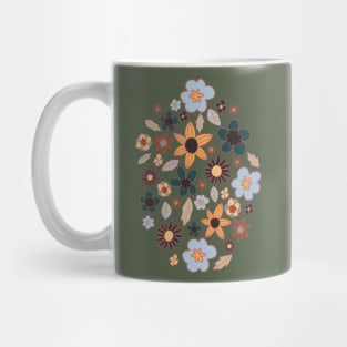 70s Sunflower Daisy Green Mug